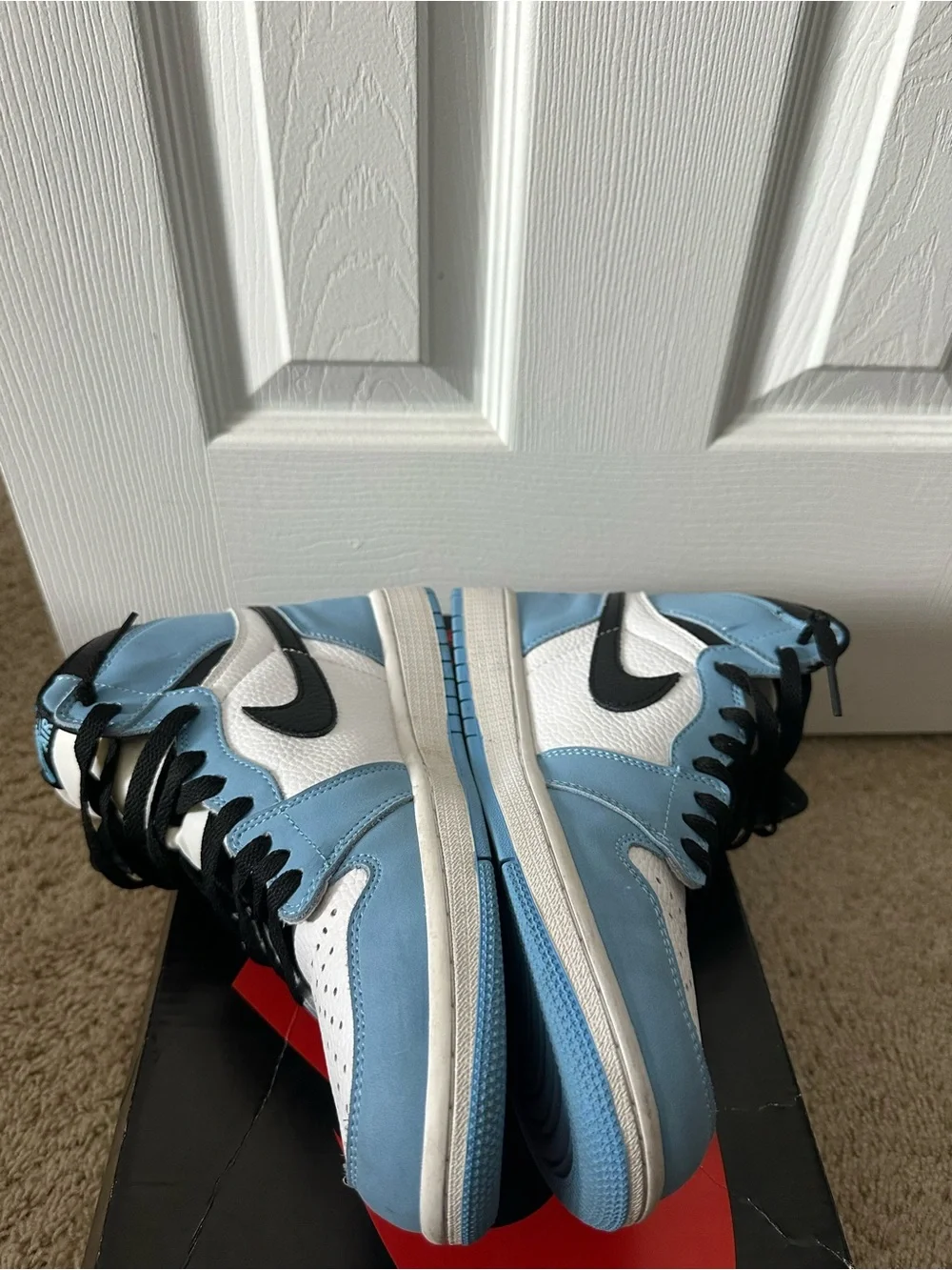 Nike Jordan 1 High White, Light Blue & Black